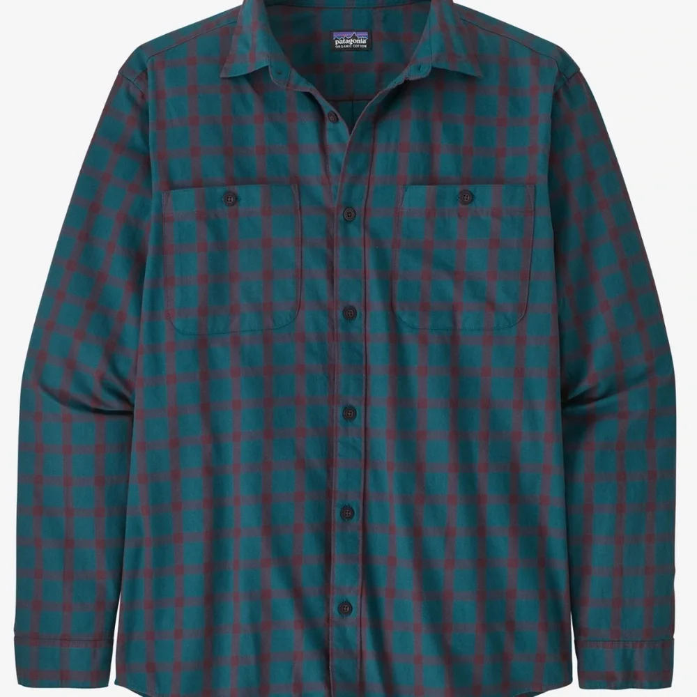 EUC Patagonia Long-Sleeved Pima Cotton Shirt, Blue/Red plaid, size L - Picture 7 of 7